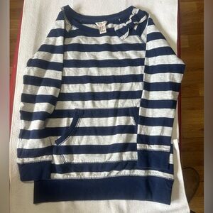 Forever 21 Navy and Light Gray Striped Top